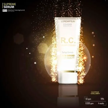 Moisturizing cosmetic ads template. 3D illustration cosmetic mockup on bokeh Stock Illustration