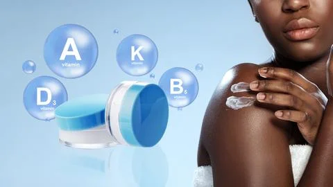 Moisturizing cream enriched with essential vitamins for healthy skin Stock Photos