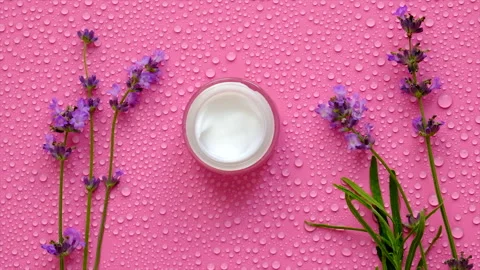Moisturizing cream with lavender extract. Selective focus. Stock Footage 202641043