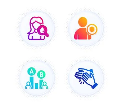 Moisturizing cream, Security and Ab testing icons set. Clapping hands sign Stock Illustration