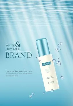 Moisturizing effect cosmetic ad template.Deep sea. Stock Illustration