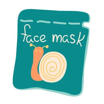 Moisturizing Face Mask. Face mask with snail. Packaging Facial mask surrounde Stock Illustration