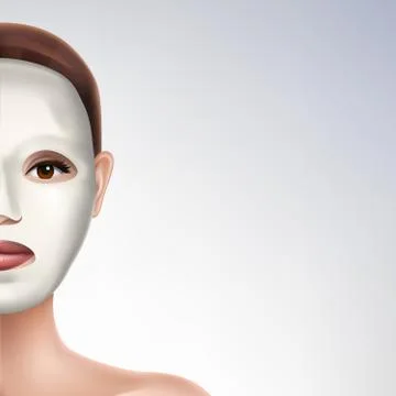 Moisturizing face mask on womans face Stock Illustration
