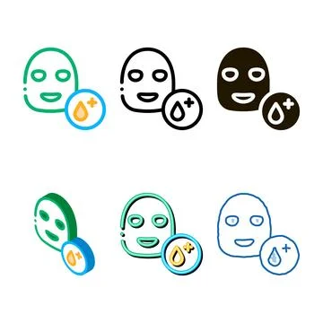 Moisturizing face pack mask icon outline Stock Illustration