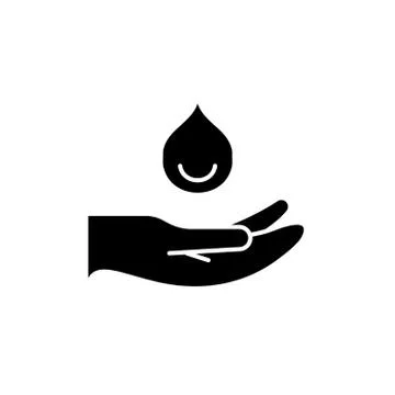 Moisturizing hands black icon, vector sign on isolated background. Moisturizing Illustrazione stock