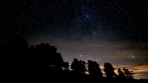 At the moiuntains in the night time lapse Stock Footage 101748899