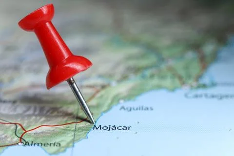 Mojacar, Spain pin on map Stock Photos