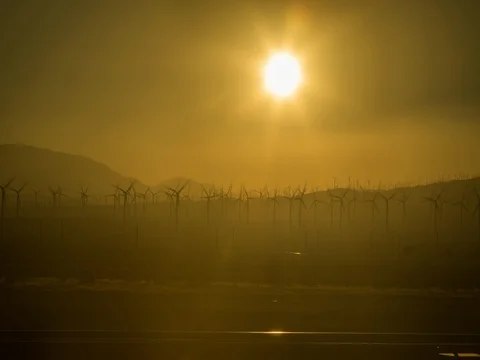 Mojave windmills long exposure time lapse Stock Footage 71915149