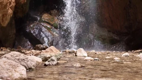 Mojen Waterfall and Clear Stream, Shahrood Stock Footage 317857393