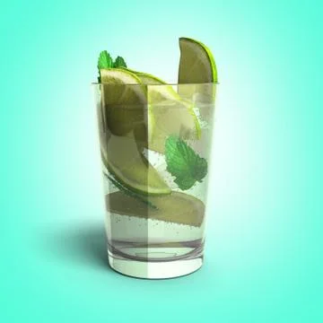 Mojito cocktail 3d renderon gradient Stock Illustration