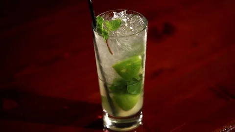 Mojito cocktail is on the bar. Stock Footage 80309427
