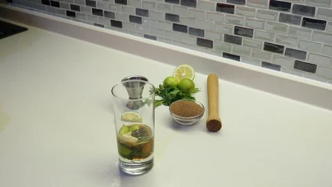 Mojito cocktail made Stock Footage 114190896