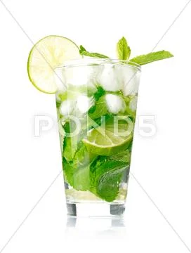Mojito cocktail on white background Stock Photos