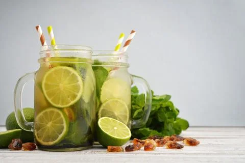 Mojito in jars with handle Foto stock