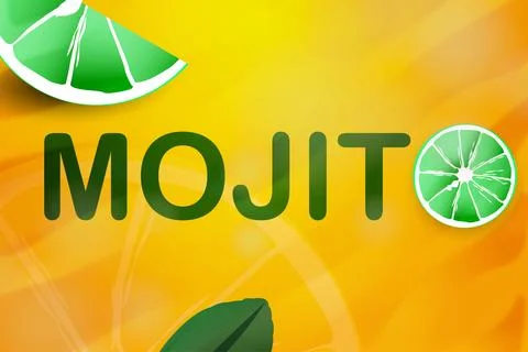 MOJITO lettering with lime Stock Illustration