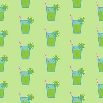 Mojito pattern on green background Stock Illustration
