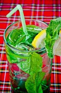 Mojito on a red background 스톡 사진