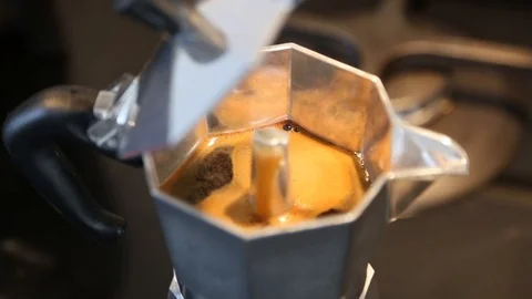 Moka coffe machine making coffee Stock Footage 129511559