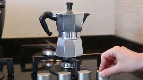 Moka coffe machine making coffee Stock Footage 129511563