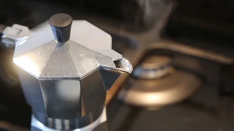 Moka coffe machine making coffee Stock Footage 129511592