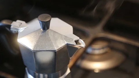 Moka coffe machine making coffee Stock Footage 129511596