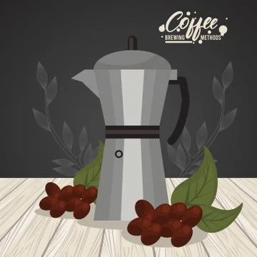 Moka pot coffee brewing method Stock Illustration