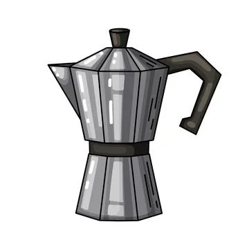 Moka Pot Coffee Maker Hand Drawn Illustration Stock Illustration