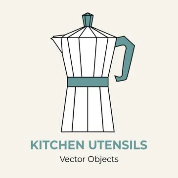 Moka pot coffeemaker simple form vector illustration. Line illustration isolated Stock Illustration