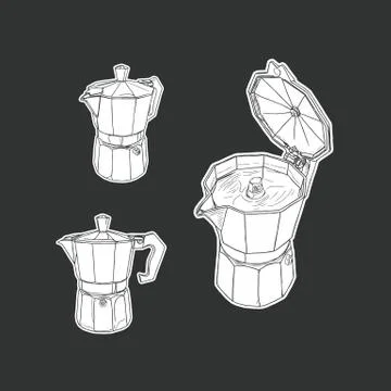 Moka pot set isolated vector. Stock Illustration