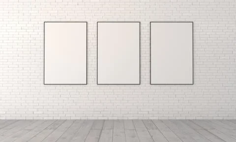 Mokap with three paintings Stock Photos