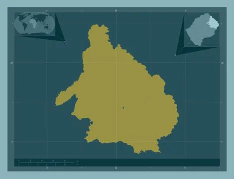 Mokhotlong, Lesotho. Solid color shape. Locations of major cities of the regi Stock Illustration