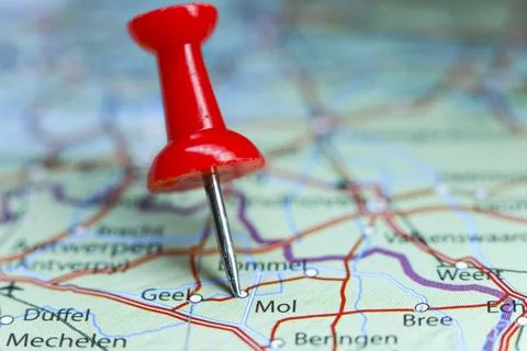 Mol, Belgium pin on map Stock Photos