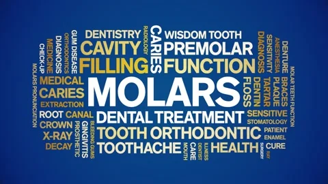 Molars animated word cloud,animation tag text kinetic typography seamless loop. Stock Footage 296206499
