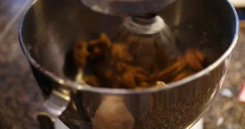 Molasses flower egg baking powder vinegar making gingerbread cookies in mixer Stock Footage 217356398
