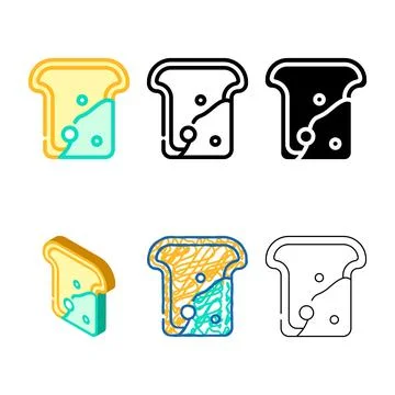 Mold on bread color icon vector multistyle Stockillustratie
