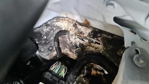 Mold in the engine compartment of an RV Foto stock