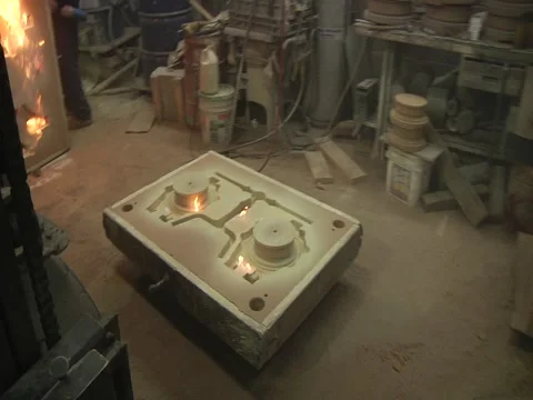 Mold Halves On Fire Stock Footage 1089683