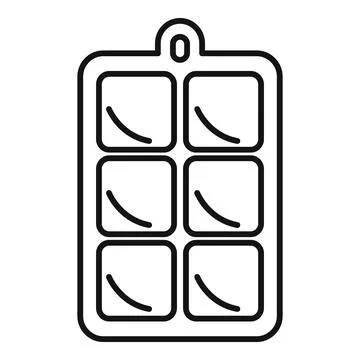 Mold ice cube tray icon outline . Water container Stock-Illustration