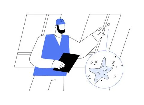 Mold inspection abstract concept vector illustration. Illustrazione stock