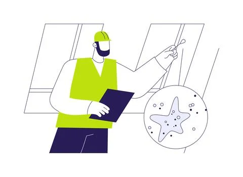 Mold inspection abstract concept vector illustration. Illustrazione stock