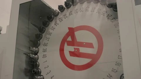 Mold machine turns to change tool in manufacturing plant Video stock 130668650