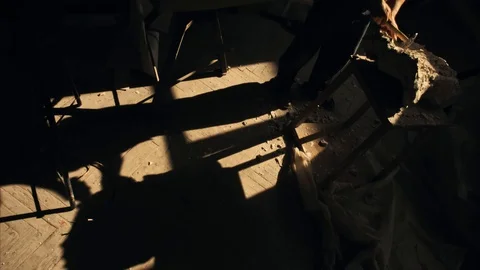 Mold maker use hammer with chisel to crack plaster mold before take off piece of Stock-Footage 130110347