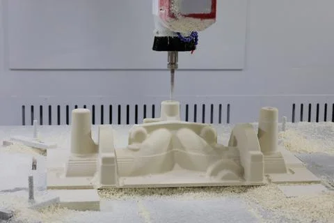 Mold making process on a CNC router machine Stock Photos