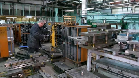 Mold replacement on a hydraulic press. Molds for the hydraulic press. Stock Footage 269672358