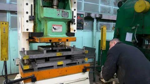 Mold replacement on a hydraulic press. Molds for the hydraulic press. Stock Footage 269672459