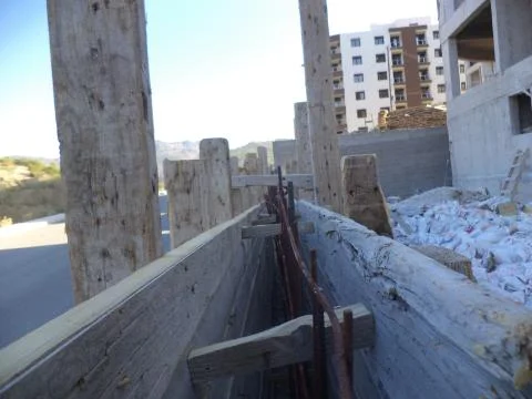 Mold work for exterior wall Stock Photos