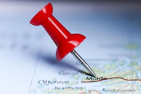 Molde, Norway pin on map Stock Photos