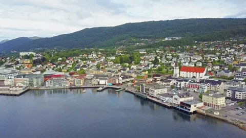 Molde town aerial panoramic view, Norway Stock Footage 315498993