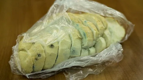 Molded bread on the kitchen table Video stock 104621276