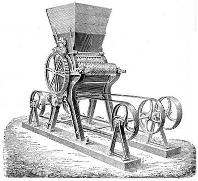 Molding machine sugar ingots or bars, vintage engraving. Stock Illustration